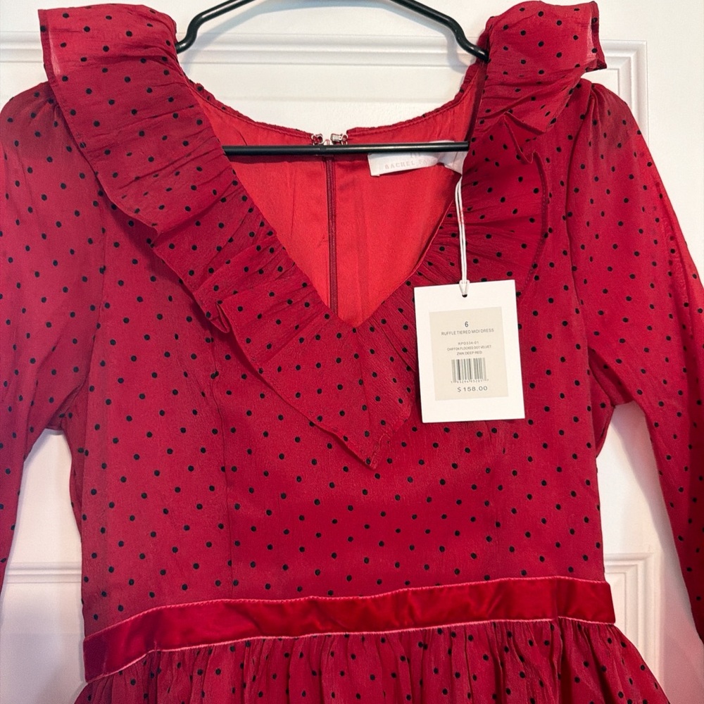 Rachel Parcell Red Ruffled Midi Dress - Picture 4 of 4